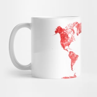 World Map in Watercolor Red Mug